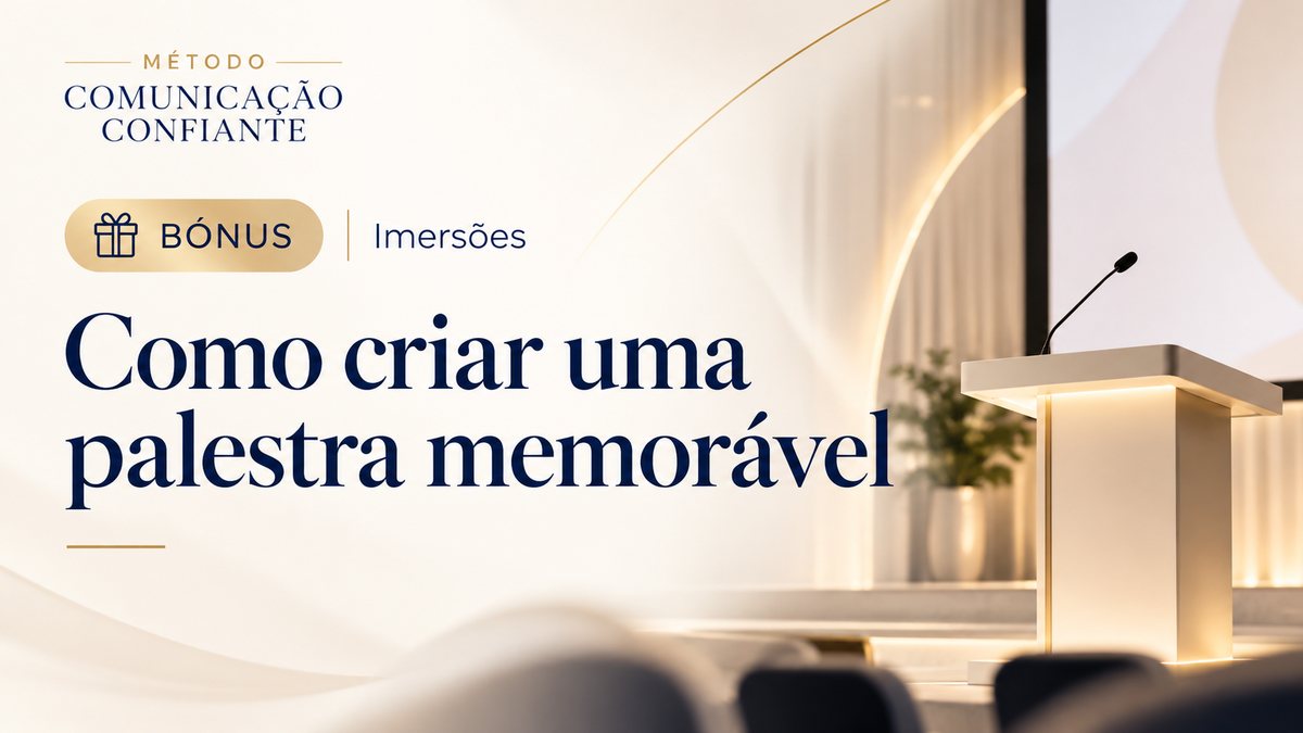 Capa do bónus Palestra Memorável: palco e púlpito iluminados