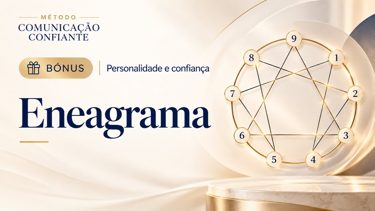 Capa do bónus Personalidade e Confiança: eneagrama dourado sobre pedestal de mármore